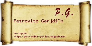 Petrovitz Gerjén névjegykártya